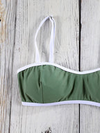 Bandeau Bikini 2025 Halter Bordered Swimsuits Women Bandage Swimwear Green Bathing Suit Sexy Biquini Mujer Low Waist Beach Wear