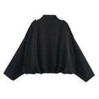 DUOPERI Women 2025 New Solid Bomber Jackets Lapel Neck Long Sleeves Female Elegance Chic Casual Jacket Tops