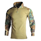 Softair Outdoor Long Sleeve Tactical Shirts Combat Shirt 1/4 Zipper Ripstop Wear-resisting Camo Airsoft T Shirts Men Clothing