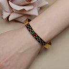18 K Gold Plated Stainless Steel  55 MM Red/Green Bangles  , Fashionable Jewelry For Men And Women Wholesale