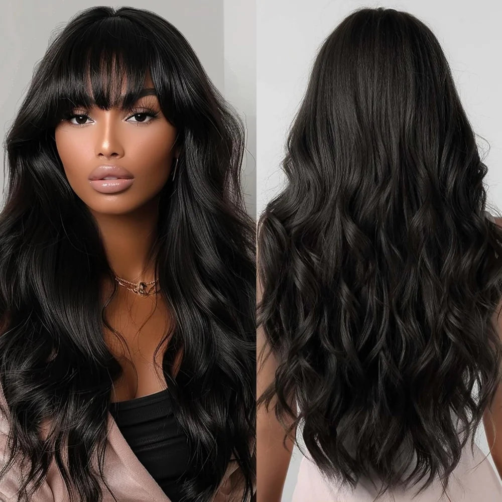 Body Wave Wigs with Bangs 3x1 Middle Part Lace Wig Human Hair Pre Plucked Body Wave Real Human Wigs with Bangs for Women 34 Inch