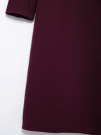 HH Women Fashion Burgundy Woolen Coat Double Breasted Long Sleeve Lapel Blends Jacket Autumn Winter High Street Outerwear