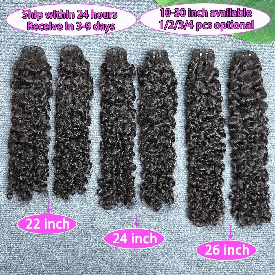 Burmese Curly Human Hair Bundles #1B Natural Color Wavy Raw Virgin Hair Weave Extensions Bouncy Curly 100% Human Hair For Women