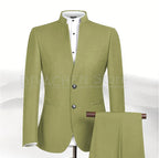2025 New Style Men Chinese Tunic Collar Bridegroom Suit Formal Wear Dress Slim Fit Mens Suits Groom Wedding Blazer Costume Homme