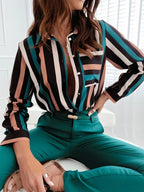 Women Geometric Print Shirt, Spring and Autumn Fashion Long-sleeved Shirts, Camisa Girls Chemise Size S M L XL XXL