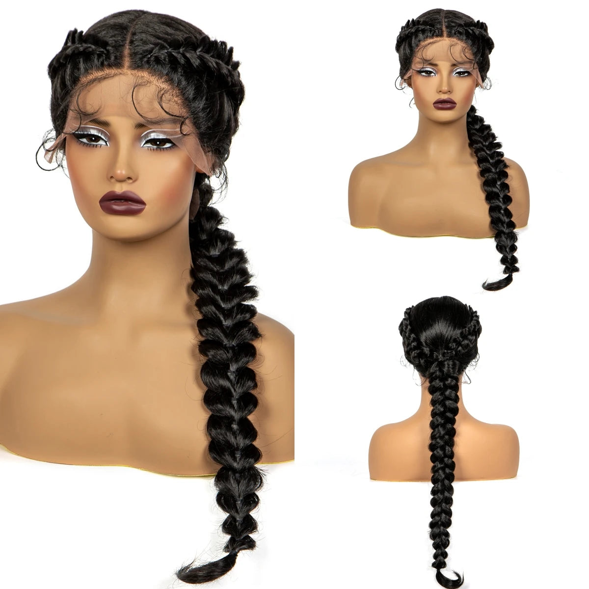 Twist Braided Wigs Synthetic Lace Front Handmade Knotelss Braided Lace Wigs Natural Braidis Wigs with Baby Hair for Black Women