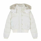 Autumn Winter Fur Hooded Jacket Women Outerwear Thick Dowon Cotton Padded Slim Short Parkas Female Cropped Puffer Bubble Coat
