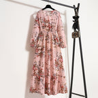Women Maxi Dresses Sping Autumn Bohemian Casual Full Sleeve High Waist Beach Woman Chiffon Dresses Floral Vestidoes Long Dress