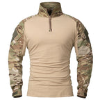 Outdoor Tactical Hiking T-Shirts Men Combat Military Army CP Camouflage Long Sleeve Hunting Climbing Shirt Cotton Sport Clothes