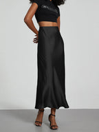 Fashion Satin Party Long Skirt High Waist Solid Color Casual Basic Women Skirts Fishtail Skirt Chic Summer Woman Clothing 2026