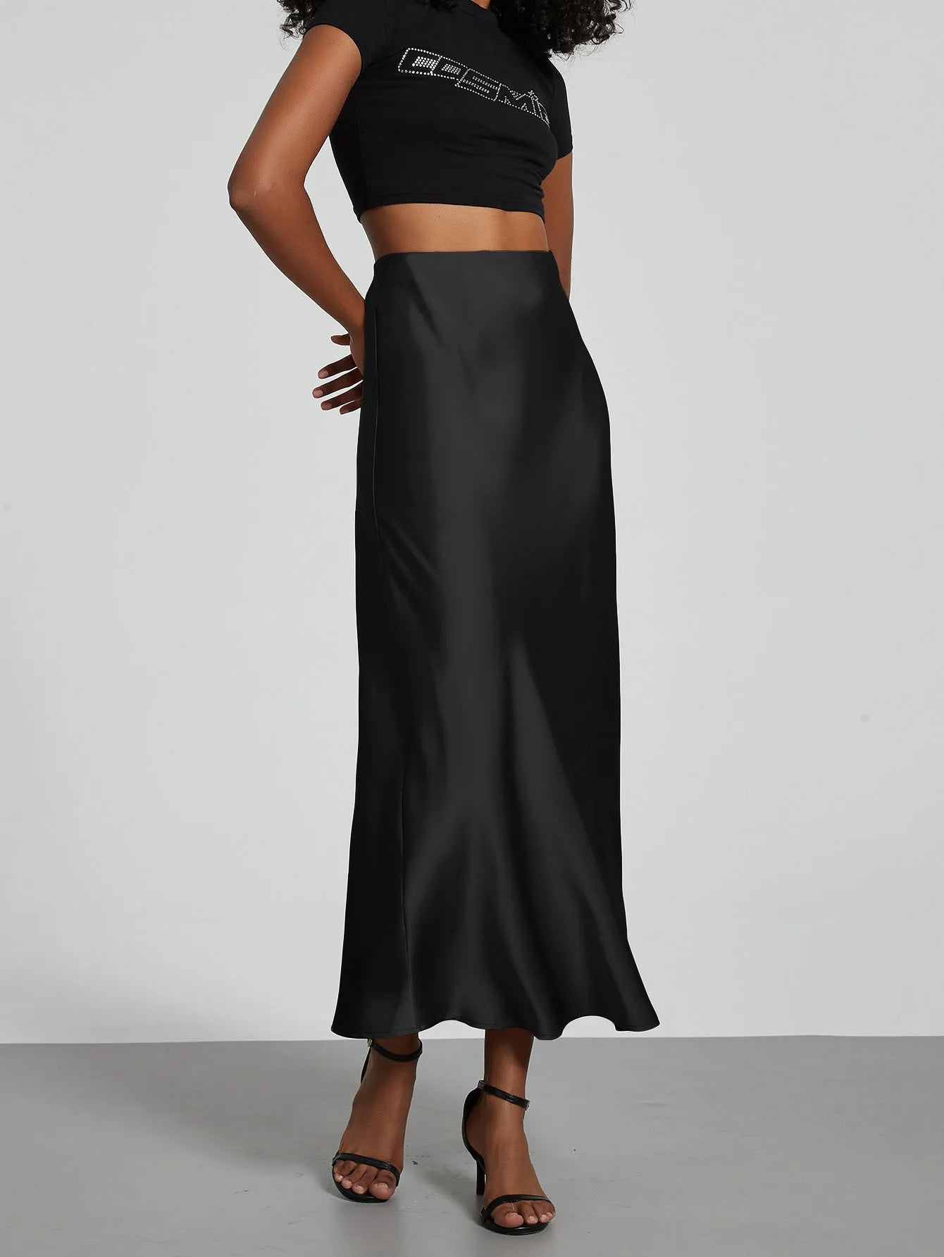 Fashion Satin Party Long Skirt High Waist Solid Color Casual Basic Women Skirts Fishtail Skirt Chic Summer Woman Clothing 2026