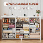 Modern 10-Drawer Dresser with Mirror & RGB LED Lights, 55" Wide Fabric Chest with USB Charging for Bedroom Vanity, Hallway