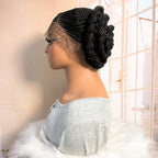 Short Full Lace Braiding Wig Synthetic Cornrow Knotless Box Braided Wigs Natural African Bantu Braids Wig for Black Women