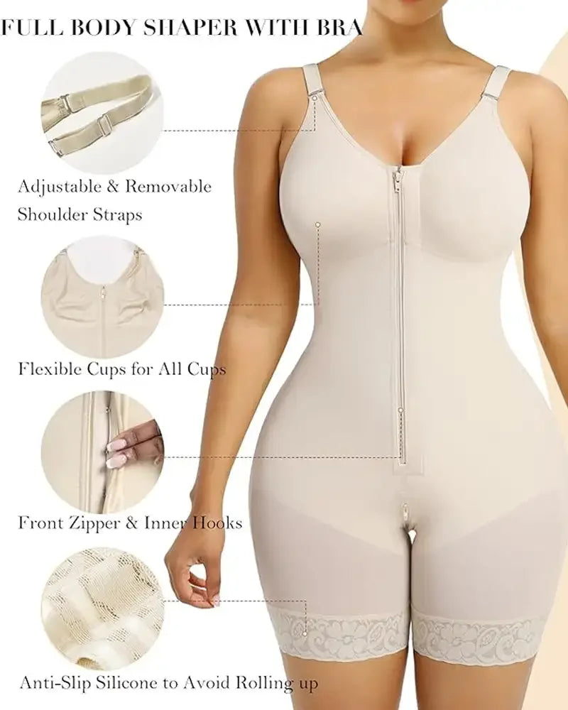 Women's Belly Tummy Control Butt Lifting Zipper Postpartum BodyShaper Fajas Colombian Double Compression Corset Waist Trainer Main image