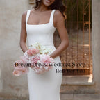 Classic Mermaid Wedding Dresses 2026 Square Collar Spaghetti Straps Open Back Buttons Bridal Gown Vestidos De Novia Customized