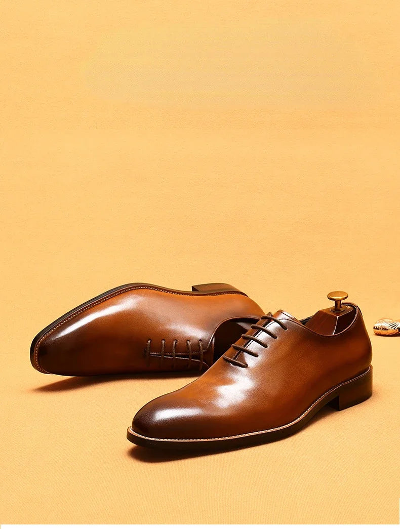 Italian Men's Formal Shoes Luxury Genuine Leather Handmade Quality Comfortable Elegant Black Wedding Social Oxfords Shoes Man