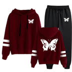 Women Tracksuit Casual Daily Hoodies Quality Single Piece Stripe Sweatshirt and Sweatpants Comfort Outdoor Jogging Autumn Winter