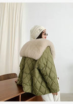 Women’s Color-coded Casual Trendy Simple Luxury Turn-down Collar Long Sleeve Quilted Jackets Female Coats Parkas Clothes Tops