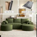 108in U-Shape Modular Sectional Sofa Deep Seat Corduroy Oversize Ottoman Cloud Couch Small Apartment Green Custom