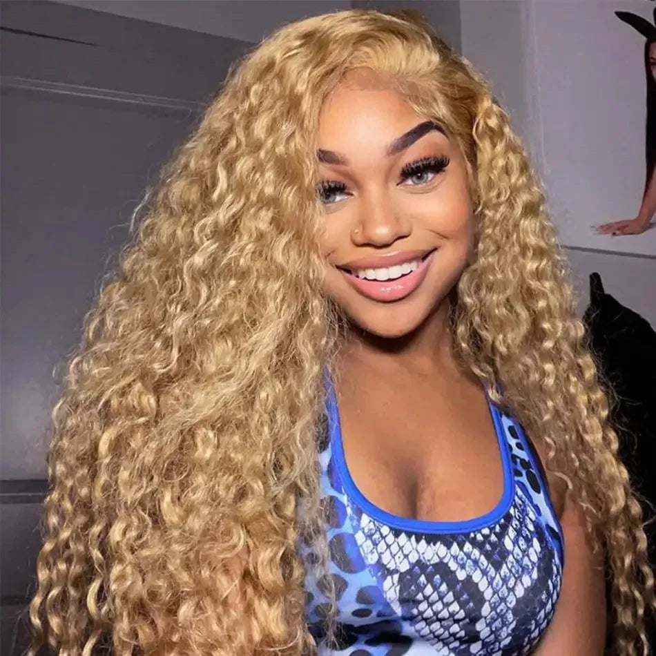 Rose Pink Small Curls Lace Front Wig 13x4 HD Deep Wave Frontal Wig for Women Synthetic Lace Frontal Wig Pre Plucked Daily