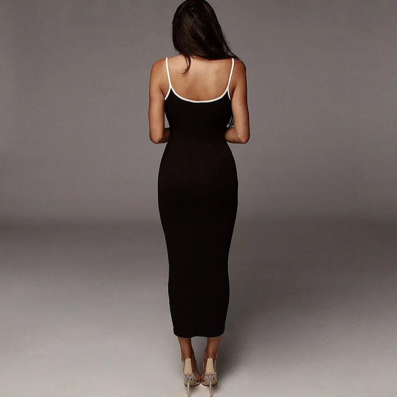 Fashion Sexy Skinny Kint Dress Backless Evening Maxi Dress Women Party Club Ladies Bodycon Peach Slim Hip Elegant Long Dresses