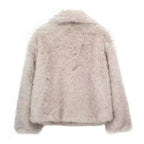 HXAO 2024 Woman Autumn Winter Faux Fur Coat Plush Fluffy Women's Jacket New in Outerwears White Red Gray Black Wool Blends Coats