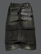 Gothic New Fashion Heavy Industry Washing Equipment Multi-pocket Jean Women Y2K Rock Popular Hiphop High Waist Wide-leg Trousers