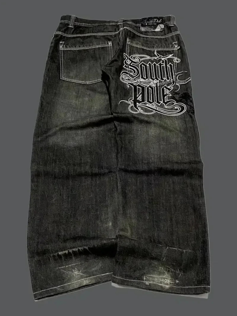 Gothic New Fashion Heavy Industry Washing Equipment Multi-pocket Jean Women Y2K Rock Popular Hiphop High Waist Wide-leg Trousers