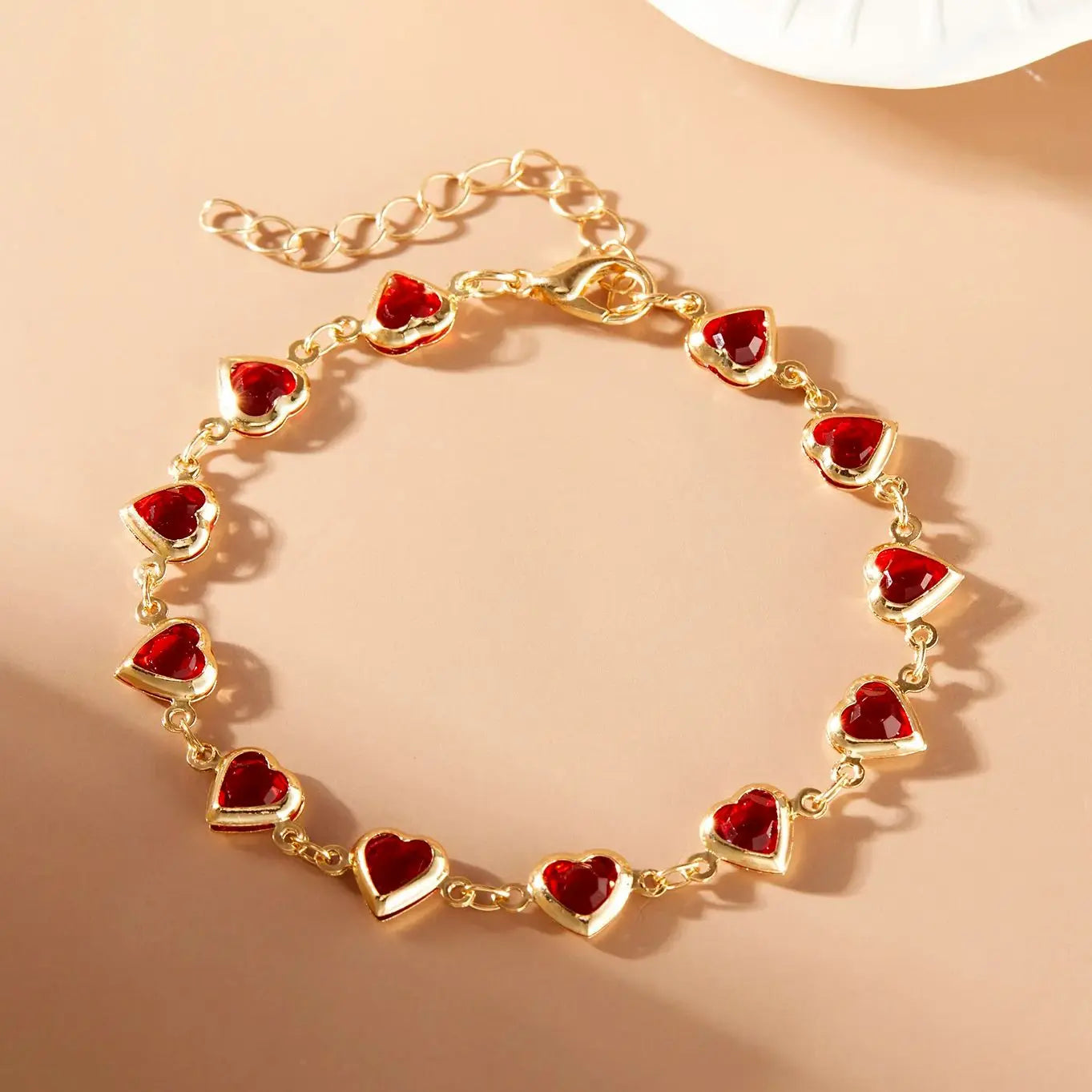 Elegant Red Crystal Zircon Metal Chain Bracelets for Women Colorful Heart Bracelets Party Wedding Girl Wrist Jewelry Gift Main image