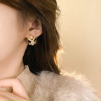 2026 New Design Natural Tiger Eye Stone Micro inlaid Zircon Geometric Earrings for Women's Trendy Jewelry Luxury Accessories