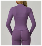 New Women Seamless Zipper Jacket Yoga Long Sleeved Gym Top Yoga Push Up Jacket Fitness Running Workout Sport Coat Women's Shirts
