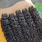 Burmese Curly Human Hair Bundles #1B Natural Color Wavy Raw Virgin Hair Weave Extensions Bouncy Curly 100% Human Hair For Women