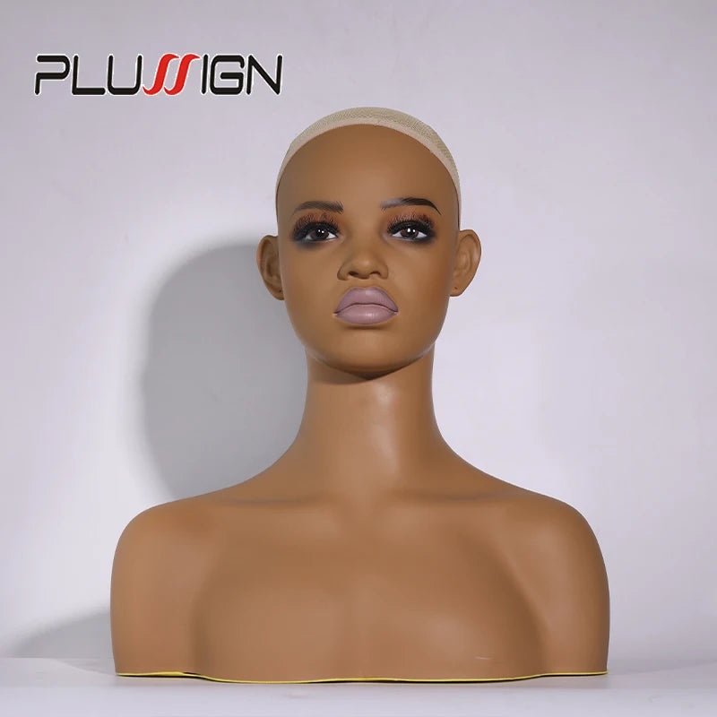 Mannequin Head For Wig African Dummy Head For Wig Doll Head With Anti Slip Hairnet Realistic Mannequin Head With Shoulders