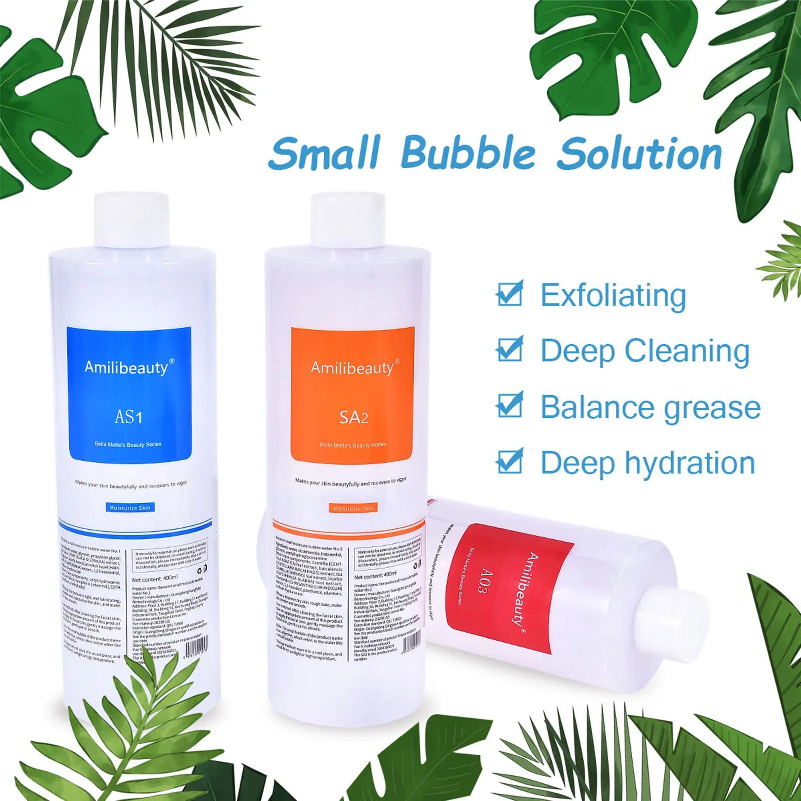 3pcs/Lot 1200ML Hydra Liquid Face Serum Facial Aqua Peel Solution AS1 SA2 AO3 For Beauty Machine SkinCare Deep Cleaning Secondary image