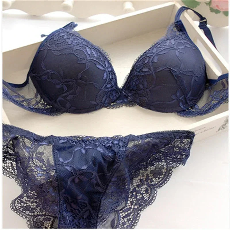 Newest Women's Push Up Embroidery Sexy Lace Floral Bra Sets Panties Underwear 5 Colors Main image