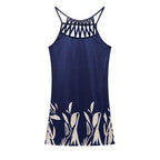 2024 Summer National Wind Positioning Printing Mesh Belt Sleeveless Casual Dress