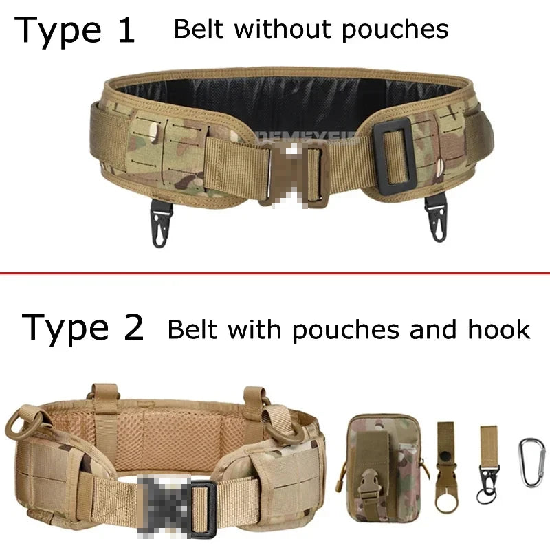Tactical Padded Belt Airsoft CS Combat Molle Airsoft Girdle Duty Paintball Waist Belts War Game Hunting Accessories