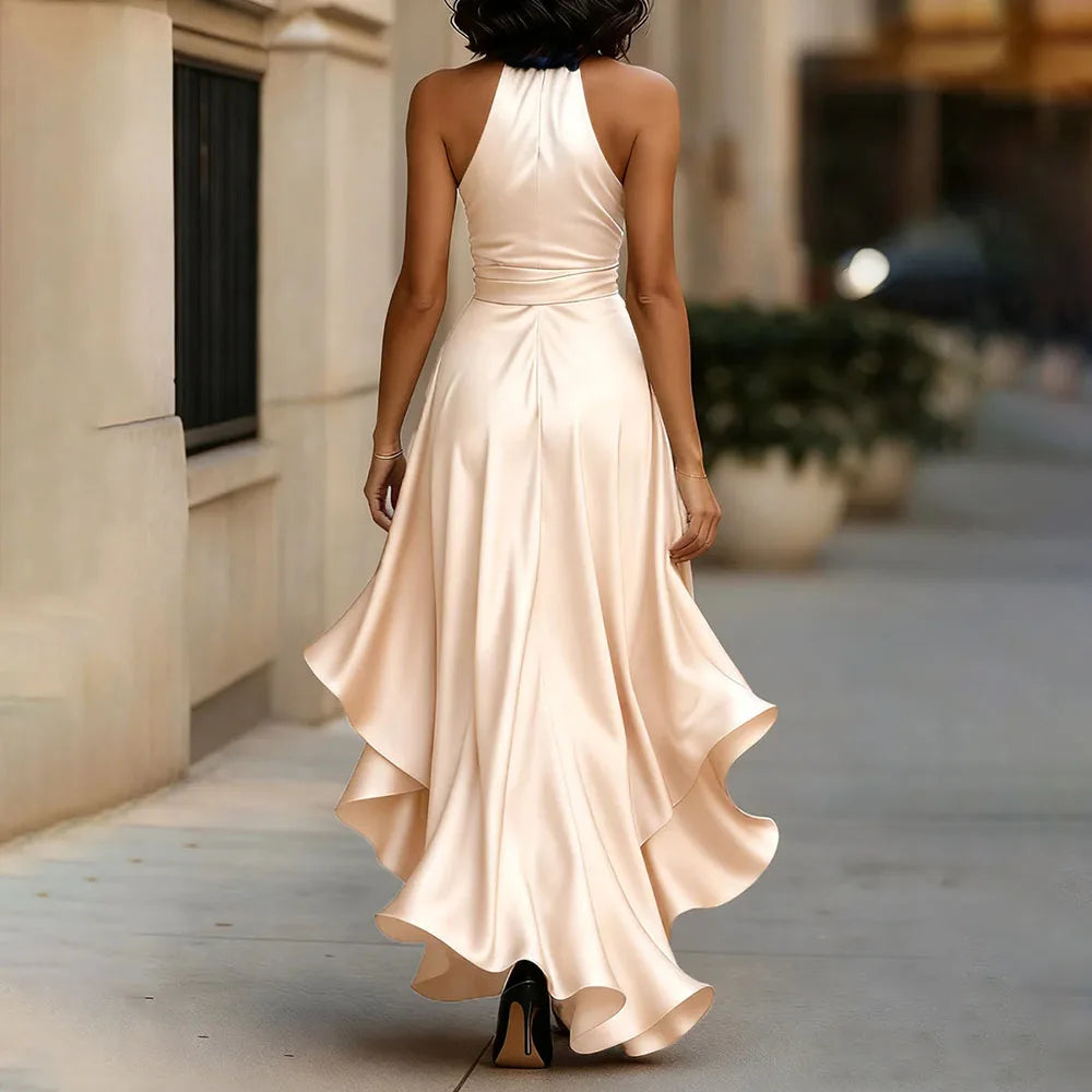 Sexy Sleeveles Maxi Party Dress Woman 2026 Summer Satin Ruffles Hollow Out Off The Shoulder Long Dresses Elegant