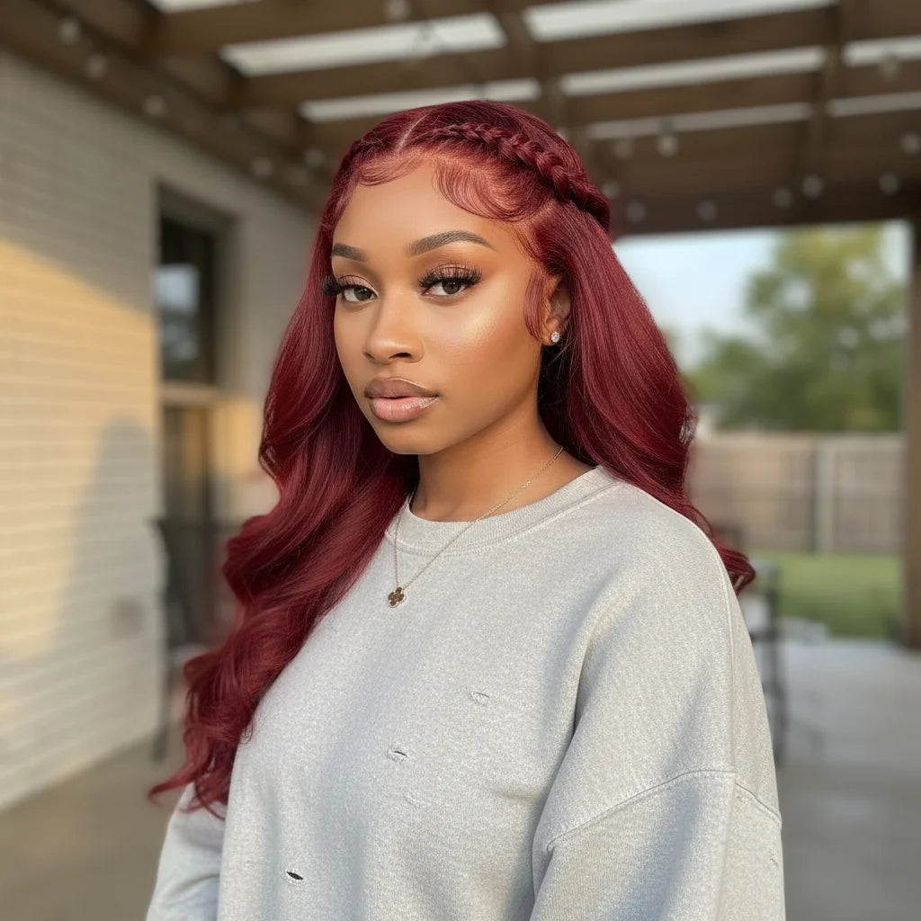 Burgundy 99J Body Wave Lace 13x6 HD Front Wigs Human Hair Pre Plucked with Baby Hair 13x4 Lace Front Wigs for Black Women
