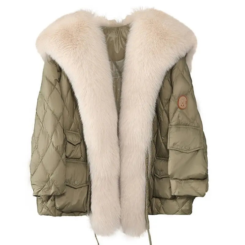 Women’s Color-coded Casual Trendy Simple Luxury Turn-down Collar Long Sleeve Quilted Jackets Female Coats Parkas Clothes Tops