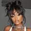 Julia Hair 13X4 Bangs Lace Front Wig Human Hair Wear and Go Glueless Wig Brazilian Loose Wave Human Hair Wig Density 150%