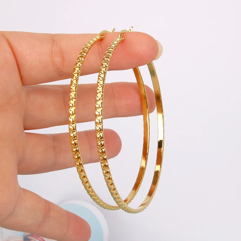 Hgflyxu Stainless steel Gold Hoop Earrings Large size Circle Ear Accessories Fashion Jewelry