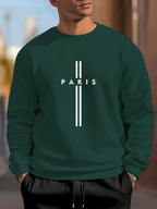 Men's autumn and winter fashionable casual loose Paris letter print fleece pullover long sleeved round neck sweatshirt