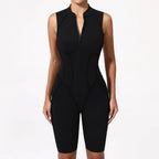 Seamless Yoga Jumpsuits Sports Fitness Zipper Hip-lifting Short-sleeved Backless Dance Workout Gym Shorts Bodysuits for Women