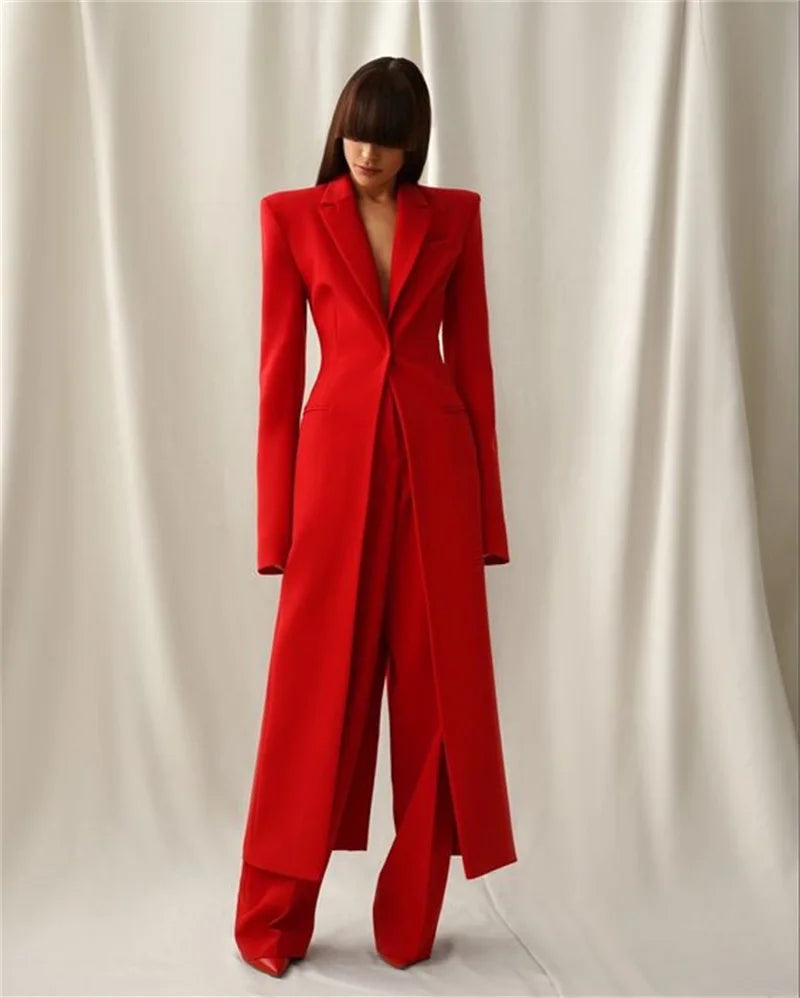 Designer Formal Women Suit Set 2 Piece Blazer+Pants Long Style Wedding Party Prom Dress One Button Customized женский костюм Secondary image