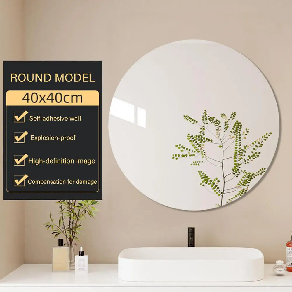 Bathroom Mirror Frameless Bathroom Wall Mirror Stickers Adhesive Bathroom Vanity Mirrors Waterproof Room Wall Decor For Bathroom