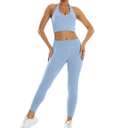 2 Pieces Women Yoga Set Workout Sportswear Gym Clothing Fitness Short Sleeve Crop Top High Waist Leggings Sport Suits