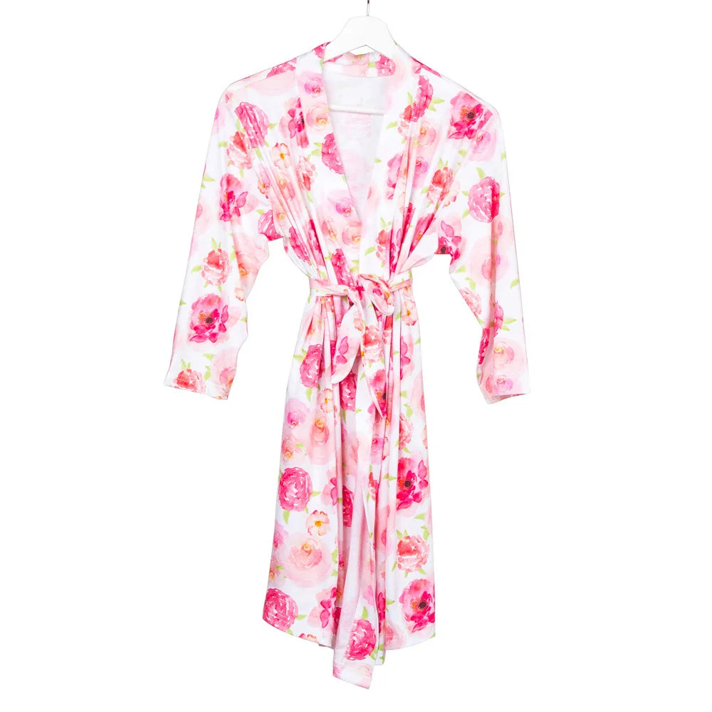 Maternity Robe,Matching Swaddle Set ,Mommy and Me Set, Floral Hospital Robe Bag,Baby Shower Gift,Mama Robe,Baby Girl Blanket