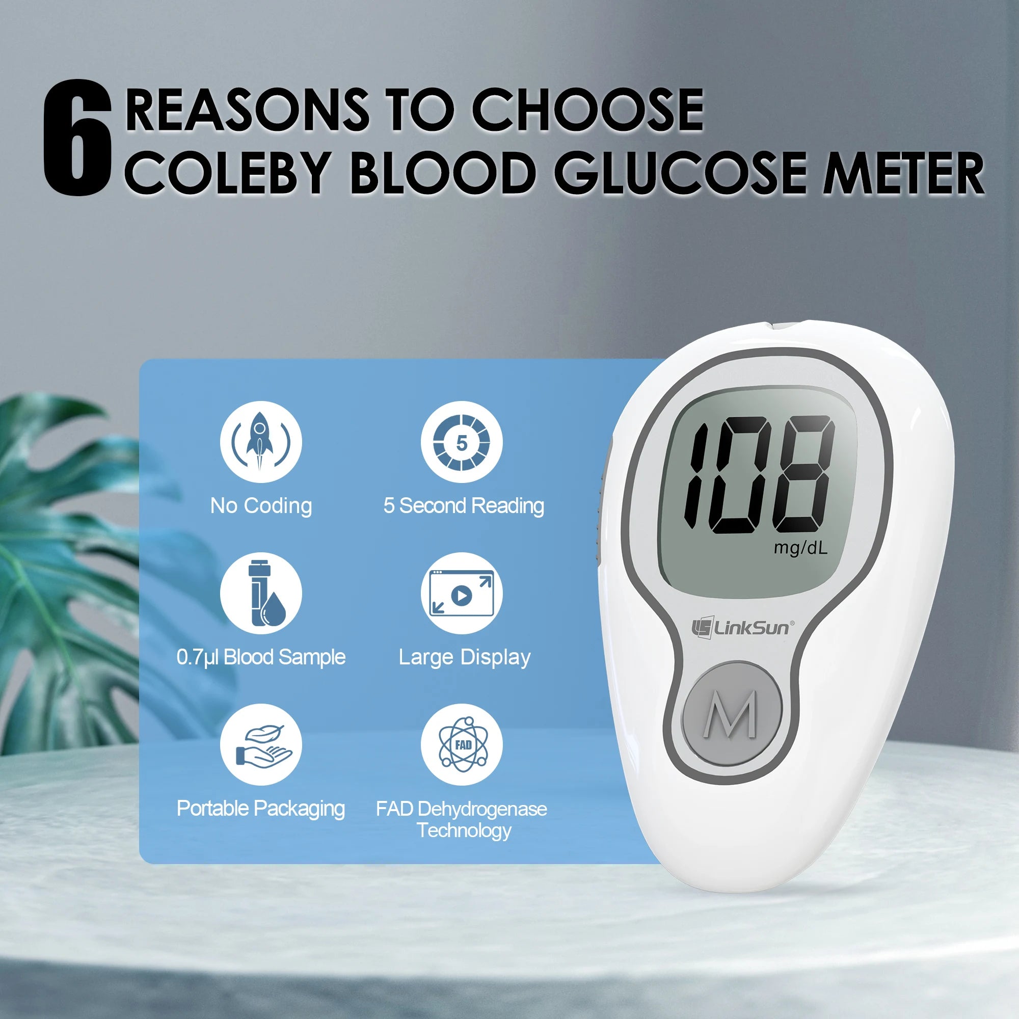 LinkSun G-425-1 Blood Glucose Meter Kit 50/100pcs Test Strips Lancets for Diabetes Monitor Digital Glucometer Blood Sugar Meter