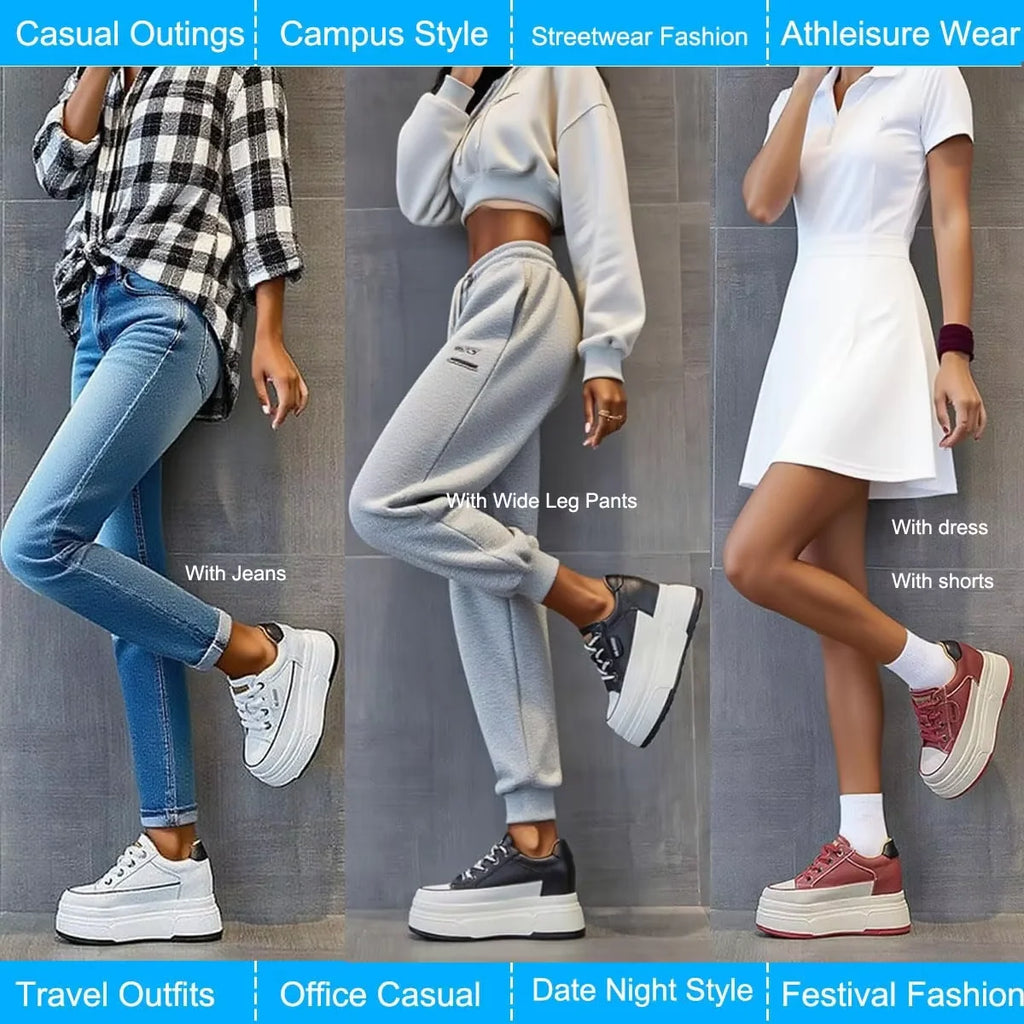 Fujin 9cm Cow Suede Genuine Leather Women Vulcanized Shoes Platform Wedge Skate Boarding High Brand Heels Casual Summer Shoes